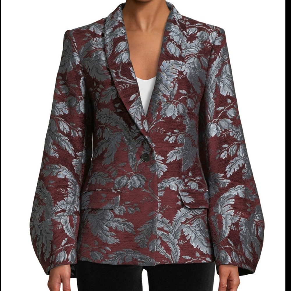 Courtney Jacquard Single-Button Jacket w/ Fox Fur Collar - Picture 5 of 7